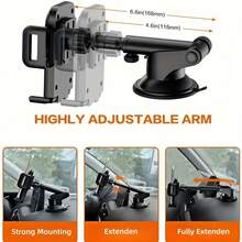 Universal Car Phone Holder, Upgraded Car Phone Holder With Strong Suction, Suitable For All Smart Phones, Travel Essentials Car Essentials Car Interior Accessories. Compatible With IPhone, Android Phone, Gift For Birthday, Family, Friends Phone Stand Phone Accessories - 黑色 - 查看 5