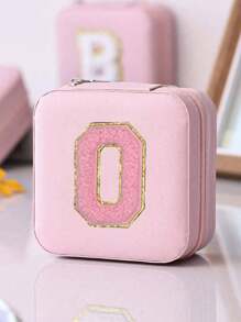 1 件多功能 Ins 风格便携式珠宝收纳盒，带拉链，天鹅绒和 PU 材质，多层，可容纳戒指、耳环、项链和其他配饰，适合女士返校收纳整理器旅行必需品返校宿舍收纳秋季装饰 - 粉色 - 查看 32