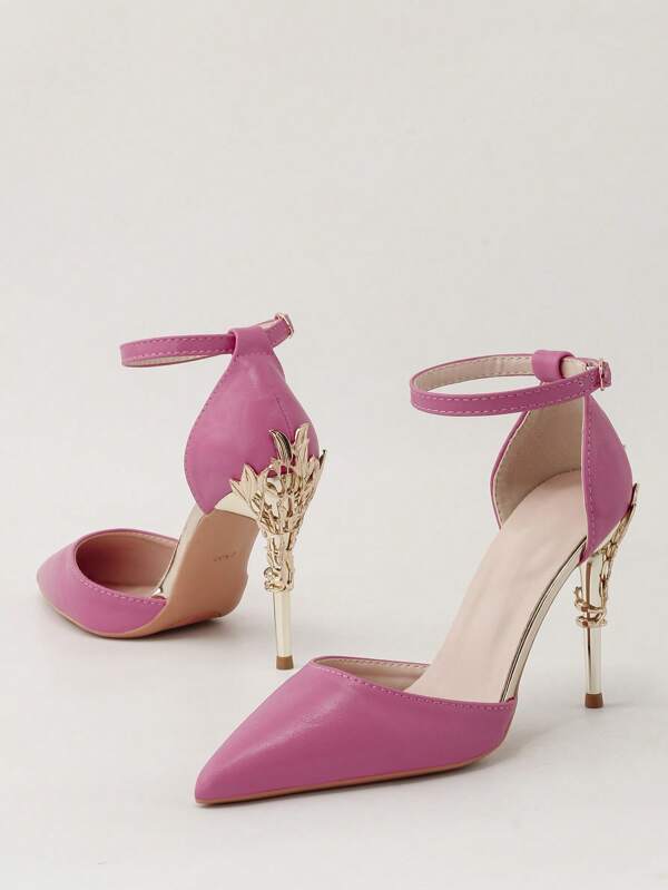 Sandali con tacco alto a spillo con fiori metallici alla moda, scarpe da donna eleganti e lussuose per abiti sexy