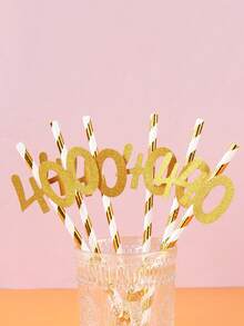 10 chiếc/gói Ống hút giấy dùng một lần, Ống hút trang trí bàn tiệc sinh nhật, Ống hút dùng một lần trang trí phòng sinh nhật, Trang trí nhà bếp cho tiệc tùng, sinh nhật lần thứ 30/40/50, Quà tặng sinh nhật. - Vàng - Xem 8