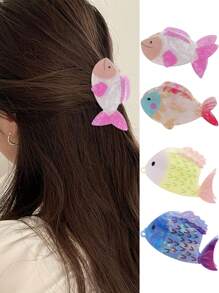 1 Peça Grampo de Cabelo Fashionista Minimalista Casual Série Vida Marinha Colorida Personalizada Peixe Dourado, Grampo de Cabelo, Acessórios de Cabelo Animais, Material Escolar, Faculdade