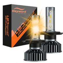Heyword Heyword 2pcs LED Car Headlight 9005 9006 H13 H11 H7 H4 H1 Car Headlights High Low Beam, 75000LM 800% Brighter Five Color Options6500K/3000K/4300K/8000K/25000K Fast Silent Fan Bright Cob 1860 Chip Plug-N-Play