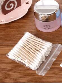 200 chiếc tăm bông hai đầu dùng để trang điểm cho nữ, vệ sinh mũi tai bằng que gỗ, dụng cụ chăm sóc sức khỏe. - trắng - Xem 2