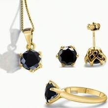 4ct Total Moissanite 3pcs Jewelry Set For Women | 1ct Ring + 1ct Necklace + 2x1ct Earrings | Wedding & Engagement Collection | Perfect For Daily Wear, Dating & Gifting To Lovers, Friends, Family