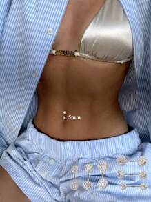 1 S925 Pure Silver Shiny Ball-Shaped Belly Button Piercing, White Diamond 4mm White Diamond 5mm White Diamond 6mmColored Diamond 4mm Colored Diamond 5mm Colored Diamond 6mm , Daily Wear, Suitable For Girls, The Best Gift For Girlfriends, Mothers Sisters - Single Belly Button Nail - View 7