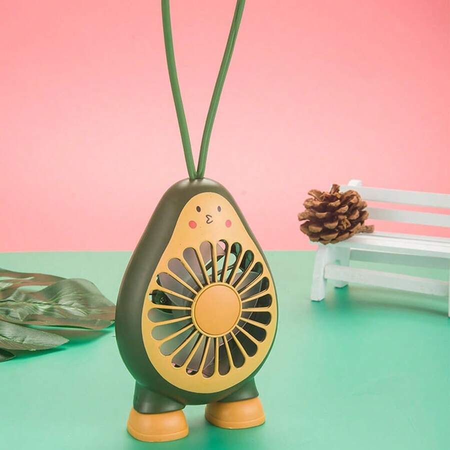 1 pieza Ventilador mini portátil de mano con ajuste de 2 velocidades, con diseño de aguacate, recargable por USB, ideal para exteriores, hogar, oficina y dormitorio, color verde