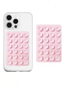 1pc Pink Silicone Suction Cup Phone Grip, Silicone Adhesive Suction Cup Phone Holder, Anti-Slip Sticky Phone Handle, Suitable For Selfie And Video Strong Grip Stand Compatible With IPhone, Android Phone, Gift For Birthday, Family, Friends Phone Stand Phone Accessories