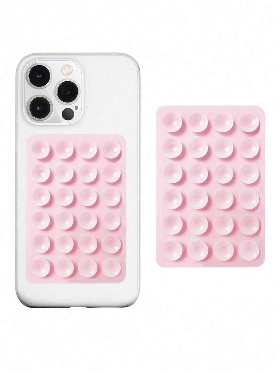 1pc Pink Silicone Suction Cup Phone Grip, Silicone Adhesive Suction Cup Phone Holder, Anti-Slip Sticky Phone Handle, Suitable For Selfie And Video Strong Grip Stand Compatible With IPhone, Android Phone, Gift For Birthday, Family, Friends Phone Stand Phone Accessories