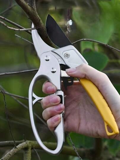 Triple Speed Pruning Scissors, High Carbon Steel Gardening Scissors, Multifunctional Manual Pruning Tool, Suitable For Fruit Trees, Vegetables, And Flowers, Modern Style, Durable Carbon Steel, Suitable For Gardens And Courtyards