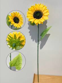 3 Packungen Künstliche Sonnenblumen im Glamour-Stil mit abnehmbaren Köpfen - Vollblühende Seidensonnenblumen mit langen Stielen für Heim- und Hochzeitsdekoration