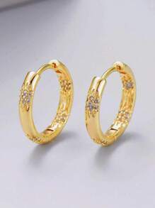 1 Pair Fashion Cubic Zirconia Hoop Earrings For Women For Party Engagement Anniversary Jewelry Valentine's Day Gift