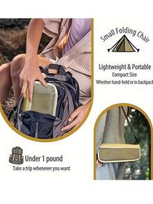 1pc Outdoor Backpack With Foldable Stool, Pen Bag, Portable & Compact Camping Gear, Crossbody Bag With Folding Chair - Multicolor - View 7