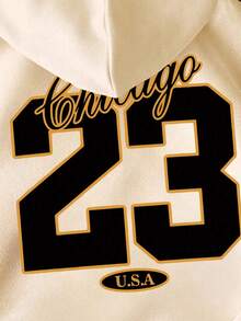 Young Boy Letter Print Warm Sweatshirt - Apricot - View 3