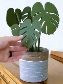 Podkładka magnetyczna z nadrukiem 3D w kształcie liścia Monstery, kreatywny zielony wzór roślinny, antypoślizgowy, odporny na plamy i ciepło silikon, idealna na stół jadalny, do kuchni, na biurko i na prezent świąteczny