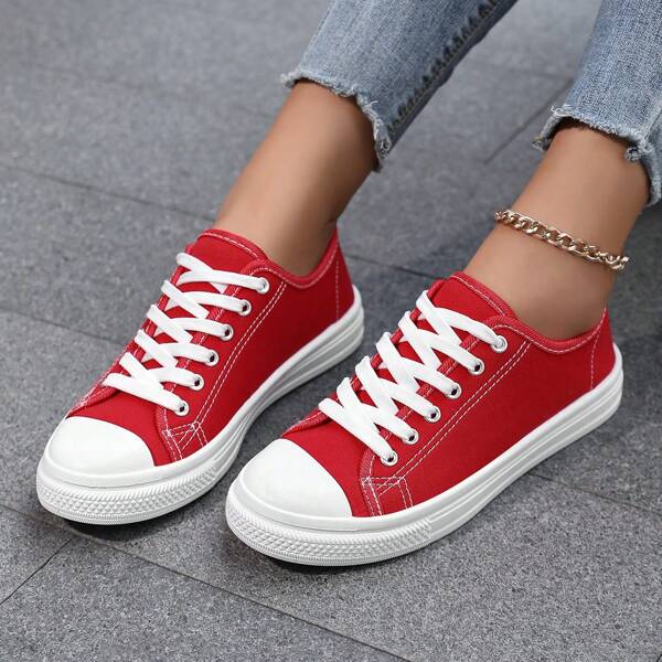 Zapatillas deportivas transpirables para mujer, zapatos casuales con cordones ligeros en múltiples colores aptos para todas las estaciones, diseño cómodo de punta redonda