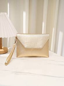 Women's New Fashion Gold Embossed PU Minimalist Clutch Bag, Envelope Wallet, Suitable For Ladies, Girls, Evening, Party, Shopping, Daily Commute, Travel And Other Occasions, Fashionable Clutch Bags For Woman, Party Bags,Perfect For Party Wedding Prom Dinner/Banquet Matching With Holiday Party Dress Evening Dress & Sequin Dress , Gold Bag - Gold - View 1
