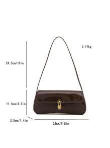 Women's Vintage Faux Oiled Leather Flap Decor One Shoulder Underarm Bag, Suitable For Dating, Outing, Party , Vintage Bag - Coffee - View 7