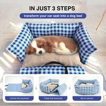 Upgraded Dog Car Seat, Portable & Detachable Travel Booster For Small Dogs & Cats Under 25lbs, Soft Bed With Breathable Summer Design, Safety Buckle, Fits Front & Back Seats - 彩色 - 查看 7