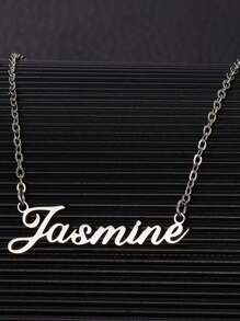 Custom Jasmine Gold Necklace For Girl - 18K Gold-Plated 304 Stainless Steel, Elegant Cursive Pendant, Exquisite Chain Jewelry, Mother's Day, Birthday And Anniversary Gift