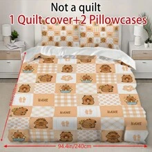 2/3pcs Personalize Name Capybara Cartoon Print Bedding Set, Bebed Comforter Set, With 1 Duvet Cover And 1-2 Pillowcases, King-Size Bedspread, Bed Sheet, Soft Skin-Friendly Polyester, Machine Washable, Dry Clean. It Is Suitable For Home And Bedroom Decoration,Personalized Gifts,Dorm Room Essentials College,Room Decor, Bedding Double, Room Decoration Stuff,Halloween.