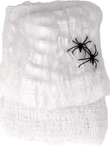 万圣节门帘、墙壁、入口处用白色恐怖布，带有白色蜘蛛网