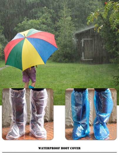 10 قطع أغطية حذاء بلاستيكية قابلة للتخلص منها للخارج والتنزه والدراجات، سميكة مقاومة للماء والرمال والطين