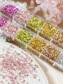 1 Hộp Bột Thủy Tinh Vụn Bất Đối Xấu Nhiều Màu Sắc, Vật Liệu Tự Làm Trang Sức & Trang Trí Thủ Công, Kim Tuyến Tự Làm, Cần Thiết Cho Việc Chế Tạo Trang Sức - Nhiều màu - Xem 3