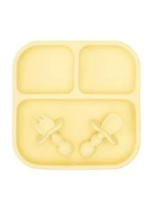 PopLittleOne 3PCS Baby Silicone Tableware Set Suction Square Plate Mini Spoon Fork Solid Color Dinner Set Children Unteils Soft Plate For Boy Girl - Multicolor - View 13