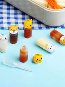 3/1 Stück Bento Sojasauce Box Behälter Bento Box Zubehör, Mini Gewürz Plastikflasche mit Tropfer, süße Tier Lunch Saucen Box Behälter, geeignet für Wandern und Reise Lunch Salat Tomaten Sauce Sirup Öl, nachfüllbar und wiederverwendbar, Reise Zubehör