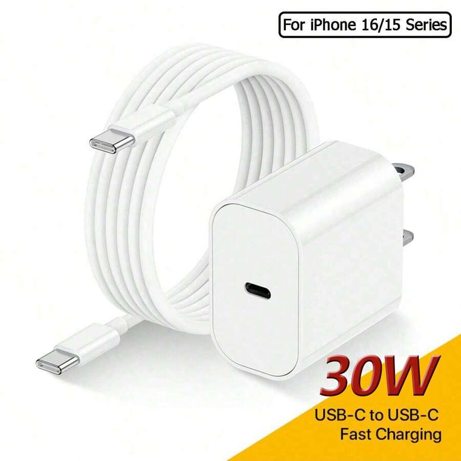 Kit de carga rápida de 30W: Cargador de pared USB C para iPhone + Cable USB C a Tipo C de 6.6 pies/200 cm, compatible con iPhone 16 Pro Max/16 Pro/16 Plus/16, iPhone 15 Pro Max/15 Pro/15 Plus/15, compatible con Samsung, dispositivos Tipo C - Tipo de Enchufe A USA (110-127V) - Ver 1