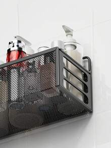 [Estantería de almacenamiento] Estantería de ducha montada en la pared - Estantería de malla metálica sin clavos - Cesta colgante de pared - Organizador de maquillaje - Estantería de exhibición de belleza - Almacenamiento y organización de artículos de tocador - Accesorios de baño - Accesorios de almacenamiento multifuncionales para habitaciones diarias, baños, oficinas - Decoración de baño - Decoración del hogar - Regalos de decoración navideña - Multicolor - Ver 4