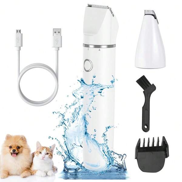 1 Stück weiß 13.6*2.6cm 600mah Haustier Rasierer, leise multifunktionale sichere Haustier Grooming Kit