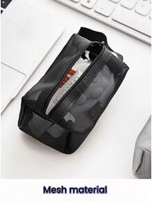 1/2个黑色、白色、灰色网状收纳袋，迷你便携零钱包，耳机收纳袋，线缆收纳袋，口红收纳袋，拉链袋，化妆包 - 彩色 - 查看 5