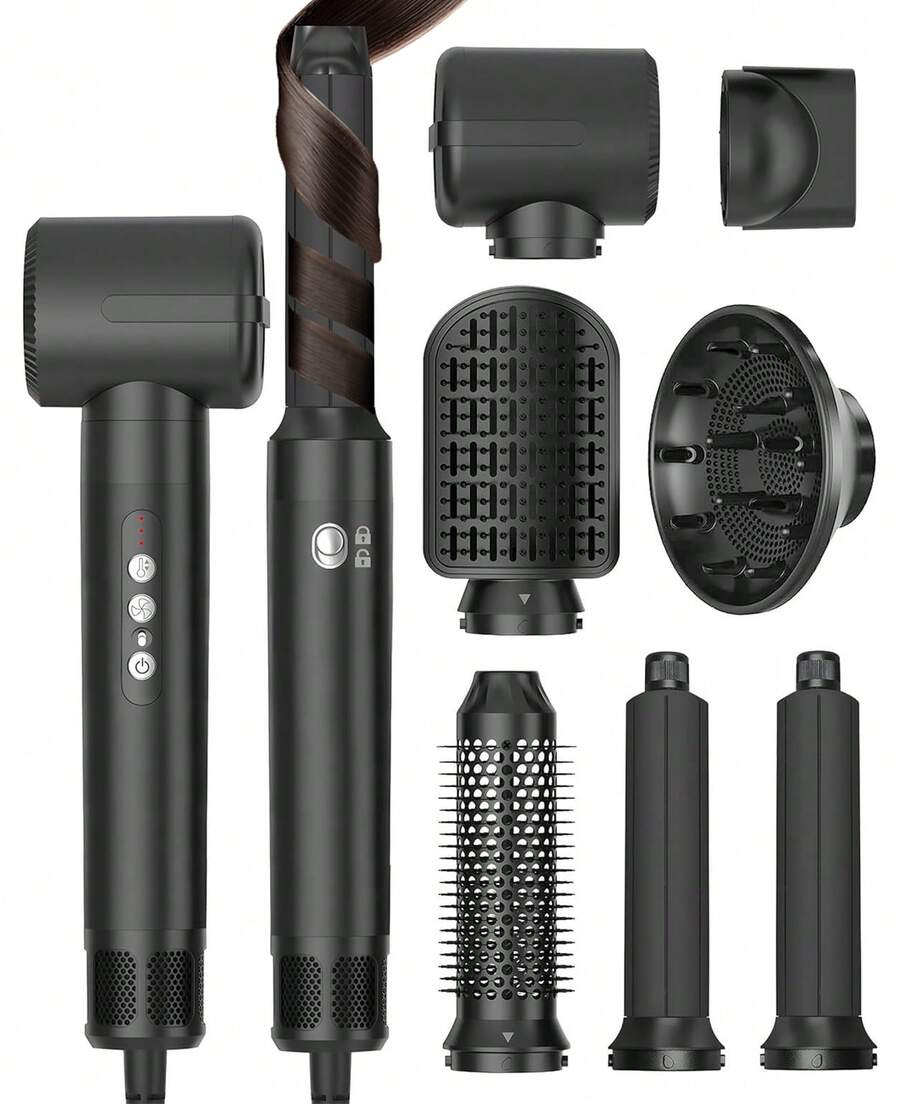 UKLISS 7-In-1 Hair Dryer And Styler With Diffuser/Negative Ions/220V EU Plug - Curly And Straight Hair, School Supplies, Hair, Suitable For Beginners, Hair Accessories, Halloween Gift, 4-Day Delivery - 查看 1