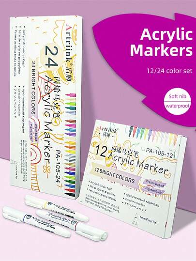 1pc Acrylic Paint Marker Pen, Refillable, Opaque, Blendable, Waterproof, Suitable For Tire, Home Decor, Wood, Acrylic, Plastic, Stone, Glass Creative Graffiti Painting