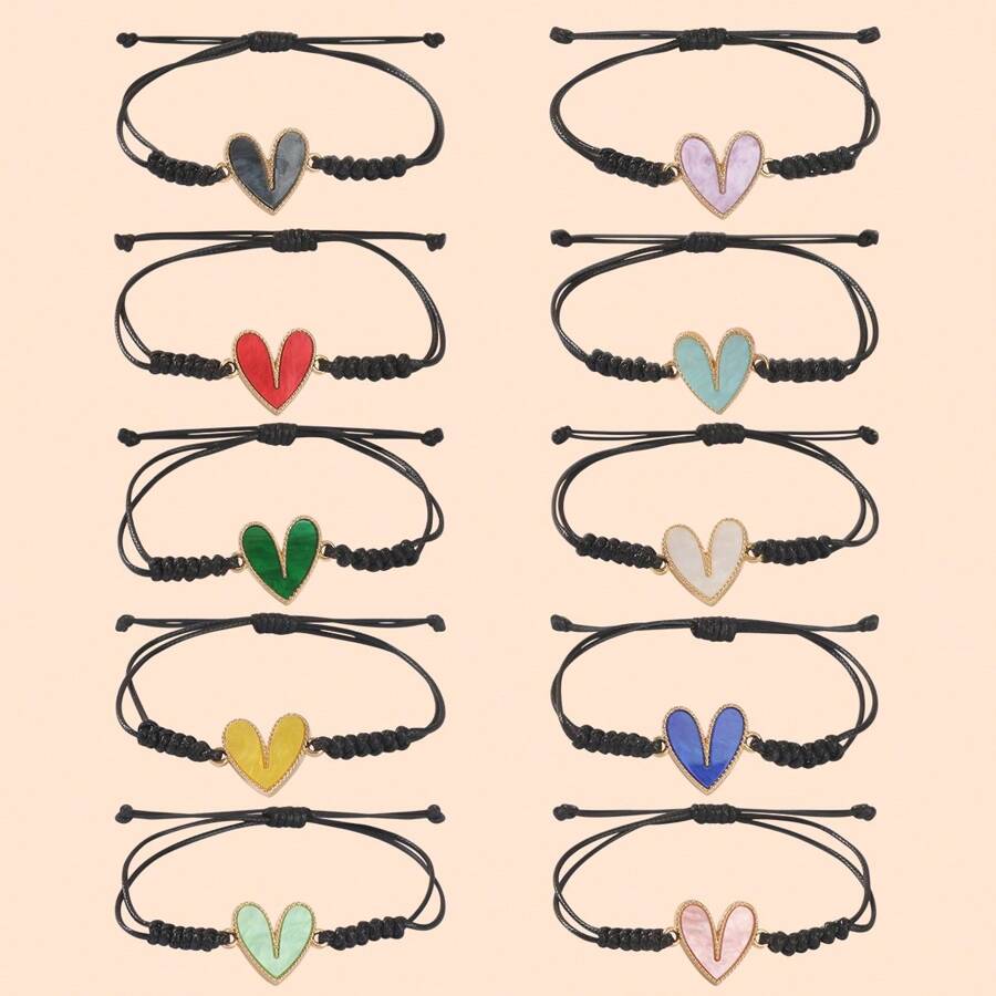 1 件心形编织手链，适合女士日常佩戴的腕带