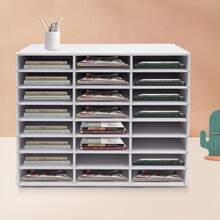 24 Compartments Literature Organizer, Filing Trays Office Mailbox Literature File Holder, PVC Board File Organizer Desktop Mailbox Office Storage - White - View 5