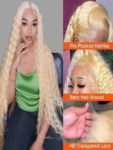 613 13x4 Lace Front Wigs Human Hair With Natural Hairline 250 Density Deep Wave Lace Front Wigs Human Hair With Baby Hair Kinky Curly Human Hair Wig Glueless Wigs Human Hair Pre Plucked For Women 40 Inch - 613 - 查看 6