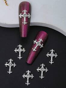 奢华精致高端银色指甲饰品 10 件 3D 合金 2025 礼物送给女孩 DIY 美甲装饰指甲宝石指甲用品适用于多功能配饰装饰指甲手机壳鞋子衣服包包工艺品 - 銀色 - 查看 6