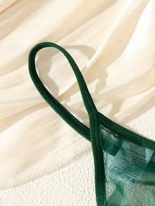 Sexy Ladies Translucent Nightdress, Sexy Embroidered Floral Bow Nightdress - 黃綠色 - 查看 3