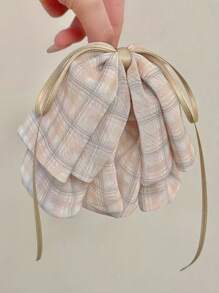 1 件格子丝带蝴蝶结发夹，优雅别致的时尚发夹，适合日常佩戴、休闲、派对、通勤、度假、服装搭配发饰女士爪夹秋季配饰