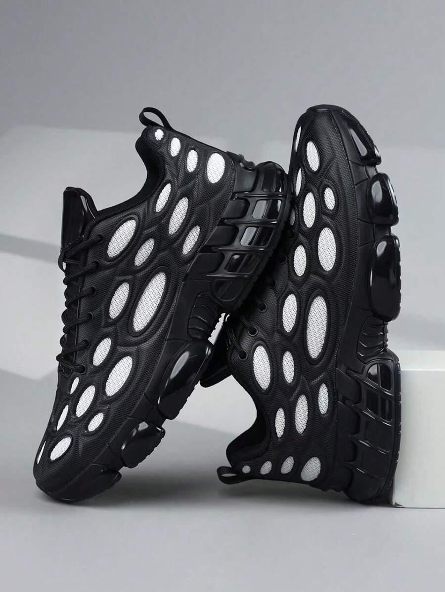 Zapatos deportivos casuales para hombres con diseño de malla transpirable, zapatos casuales versátiles de moda multicolor para parejas para primavera/verano, zapatos de malla cómodos de corte bajo con cordones, zapatos de malla transpirables y antitranspirantes con suela gruesa para uso diario, viajes de vacaciones y paseos, tenis de pareja para hombres