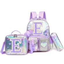 Backpack For Girls Purple Love Printed Letter Backpack For Primary School Return To School(The Size And Font Of The Letters Are Random)