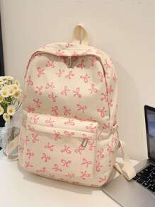 Simple Solid Color Versatile Large Capacity Student B Ackpack Back To School Bookbag ,University Bag , Back To School - Beige - View 4