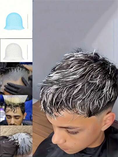 قبعة صبغ الشعر القابلة لإعادة الاستخدام من السيليكون مع خطاف معدني - تصميم مثقب للملاءمة الآمنة، ملحق صبغ الشعر المقاوم للتسرب - لاستخدام المحترفين والمنزلي، مناسب لجميع أنواع الشعر، تصميم إرجونومي، أداة جمال عالية الجودة، طقم تصفيف الشعر، طقم أدوات الشعر، اكسسوارات الشعر