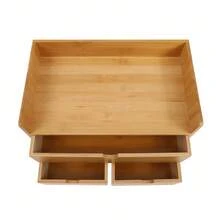 YUNRUX Desk Organizer Bamboo With 3 Drawers, Drawer Organizer Office Storage Box Drawer Box Natural 30x19x20cm