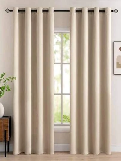 Opaque Curtains With Eyelets, Beautiful, Soft Blackout Curtains For Darkening Rooms, Eyelet Curtains, Darkening Curtains For Living Room, 1pc, Beige, 225 Cm Long, 225 H X 140 W Cm Each(130g Fabric Weight)