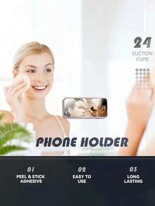 Suporte de Telefone de Silicone Dupla Face com 40 Ventosas, Lavável, Portátil e Multifuncional para Telefones, Vidro, Cerâmica e Outras Superfícies Lisas, Compatível com Android, Presente de Aniversário, Acessórios de Telefone para Família e Amigos - Multicolorido - Visão 5
