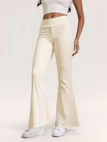 Women's High Waist Stretchy Dress Pants - Slim Fit Work Pants With Tummy Control, Breathable Office To Casual Trousers For Business & Date Night - Beige - View 2