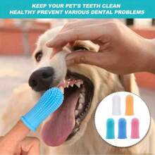 1 件装柔软硅胶狗猫牙刷，带舒适手柄 - 360° 清洁小狗牙齿、手指和耳朵，用于宠物牙齿护理，牙齿清洁工具，握感舒适，无需电池